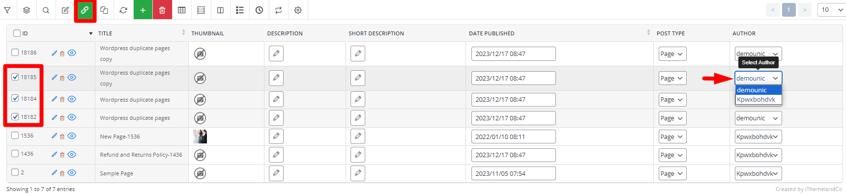 Check bind edit select and bulk edit WordPress pages