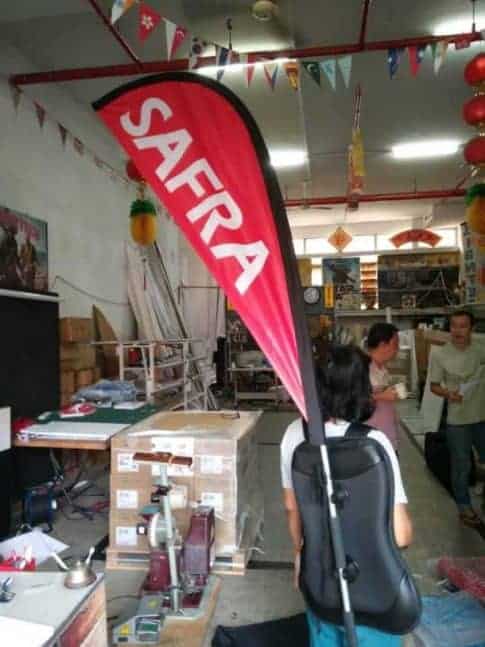 Teardrop backpack banner