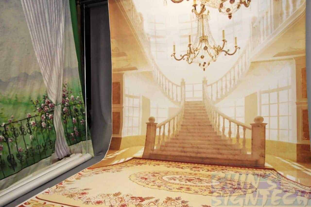 photography studio with staircase background