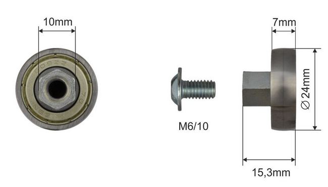 Łożysko dachu suwanego naczepy fi 24 mm, 44-029