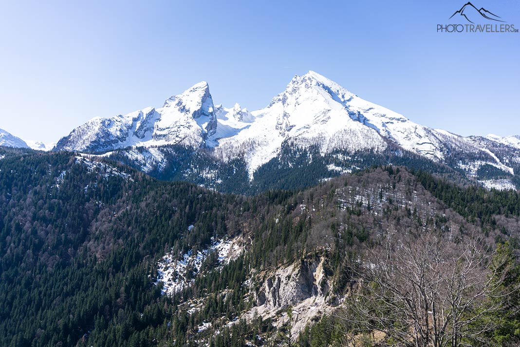 Der Blick vom Grünstein auf den Watzmann