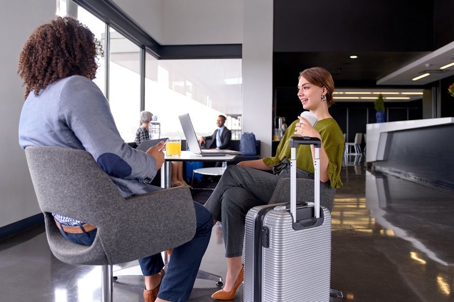 Travelers in an airport