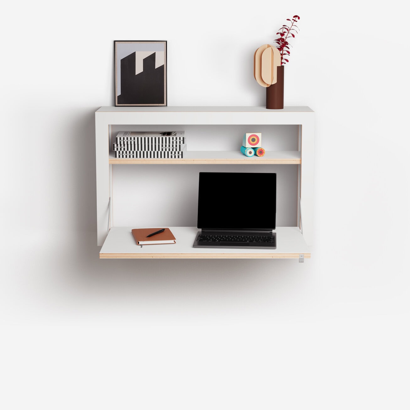 Fläpps Box Sekretär-in 80x50x20 | Klappbarer Wandschreibtisch mit viel Stauraum