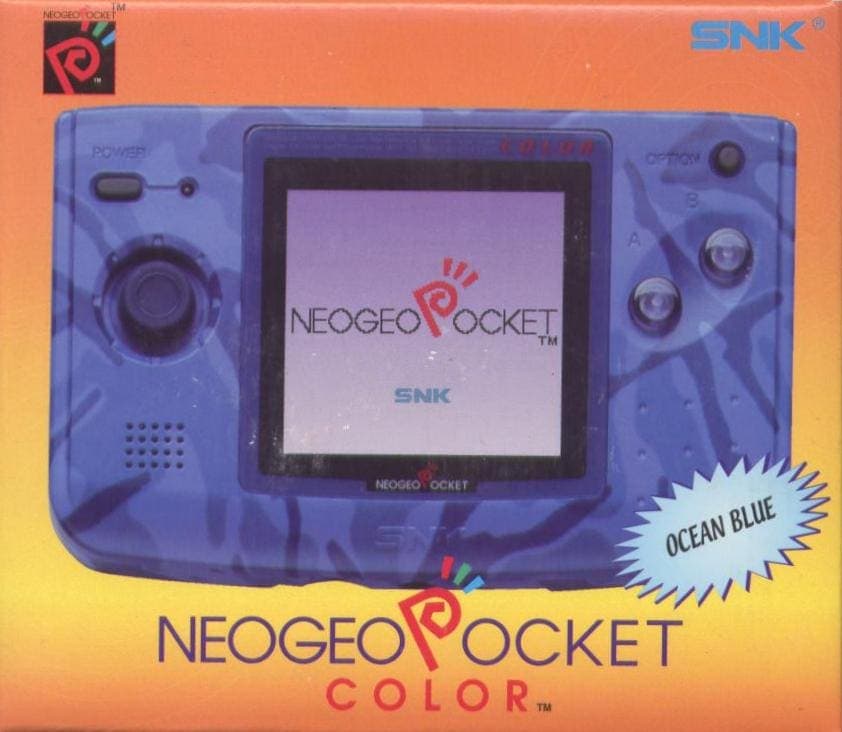 Neogeo Pocket Color Ocean Blue console portable de jeux vidéo rétro, exemplaire de la console portable NEOGEO Pocket Color de SNK, avec écran couleur, idéale pour les collectionneurs et amateurs de jeux rétro.