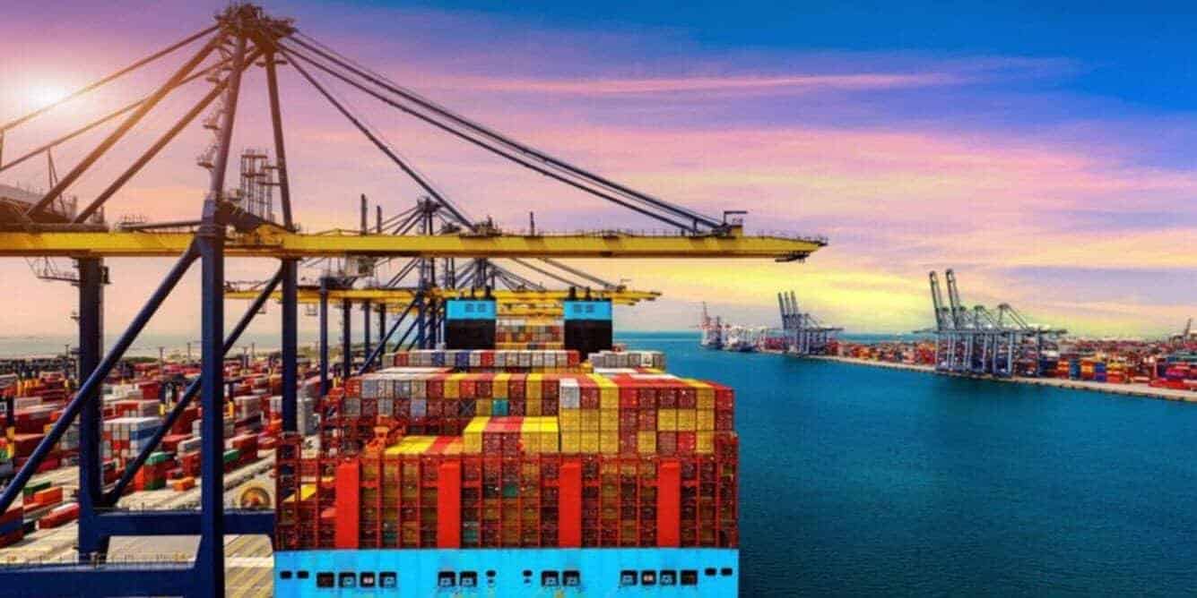 container ship loading at sunset Vessel being loaded - Freight Forwarder near me - 77379 - 77318