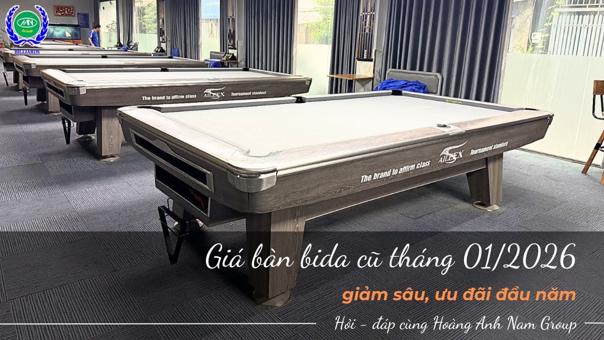 Giá bàn bida cũ tháng 01/2026 giảm sâu, ưu đãi đầu năm