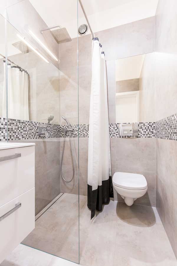 Dusche und WC im Minibad