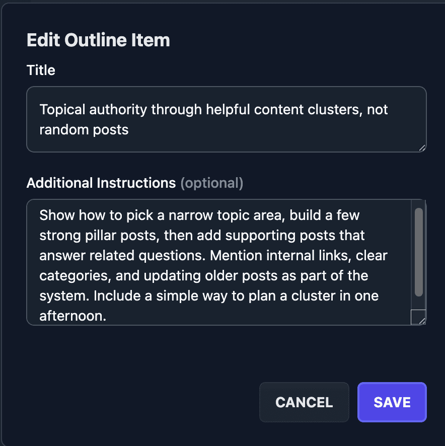 How I Write SEO Blog Posts Faster | RightBlogger Review 5 outline edit rightblogger
