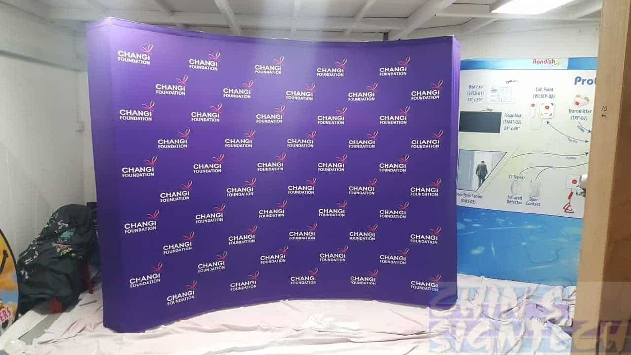 3 x 2.25m Curve Fabric Pop up Display for Changi Foundation
