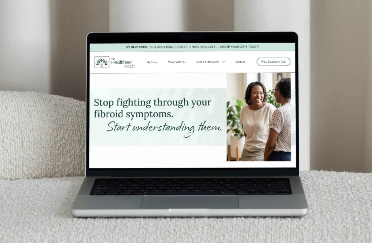 Laptop displaying health coach website