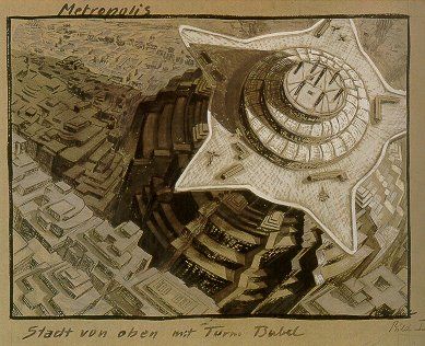 Metropolis - Turm Babel gouache sobre cartón - Erich Kettelhut