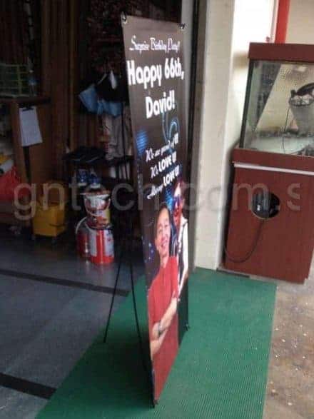 Side view of X Stand Banner