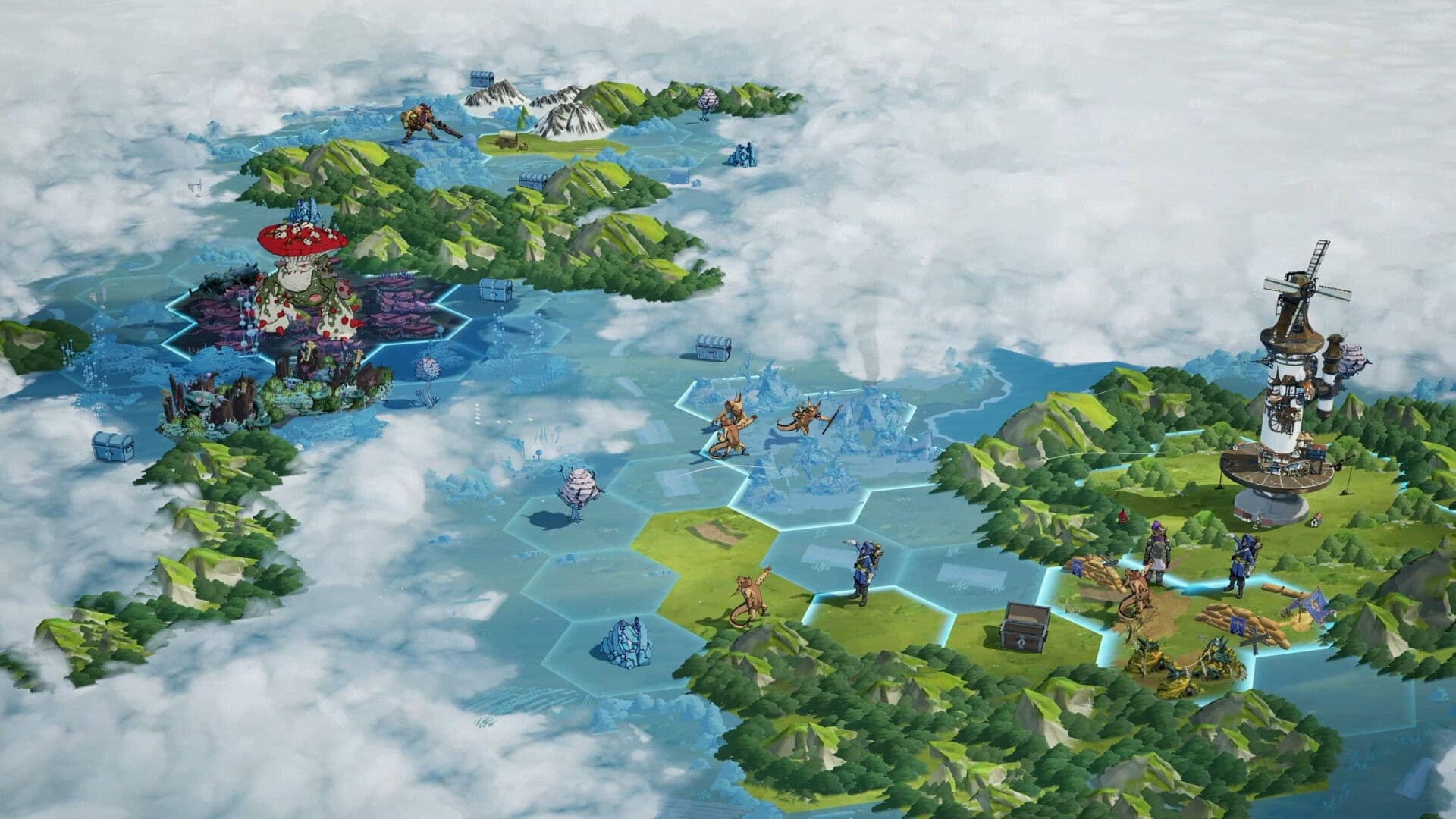 ss_720a3dd6b22ff45e1d6b67f1fbae319ec8e17502.1920×1080 Émergence d'une stratégie de jeu immersive avec des éléments de construction, de combat et de gestion des ressources dans un environnement fantastique en 3D.