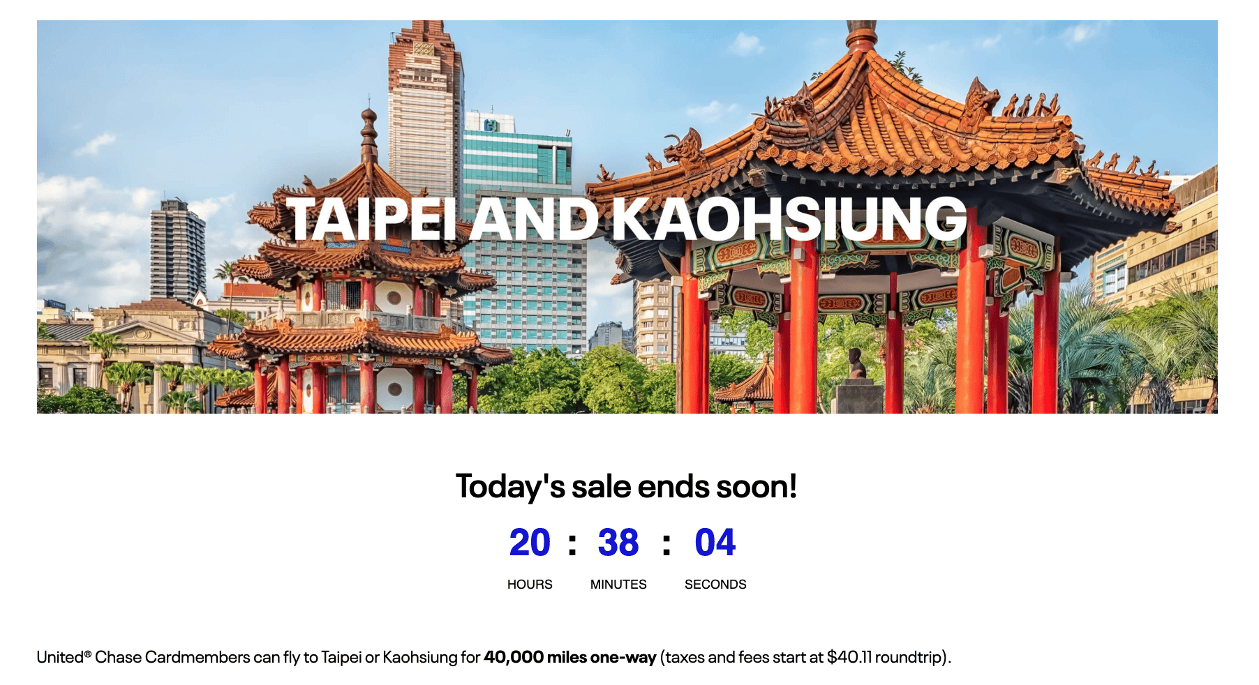 United's week of award offers (From August 4, 2025) 3 Day 2. Taipei and Kaohsiung