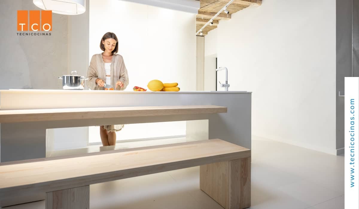 Imágenes de modelos de cocinas con mesón auxiliar integrado