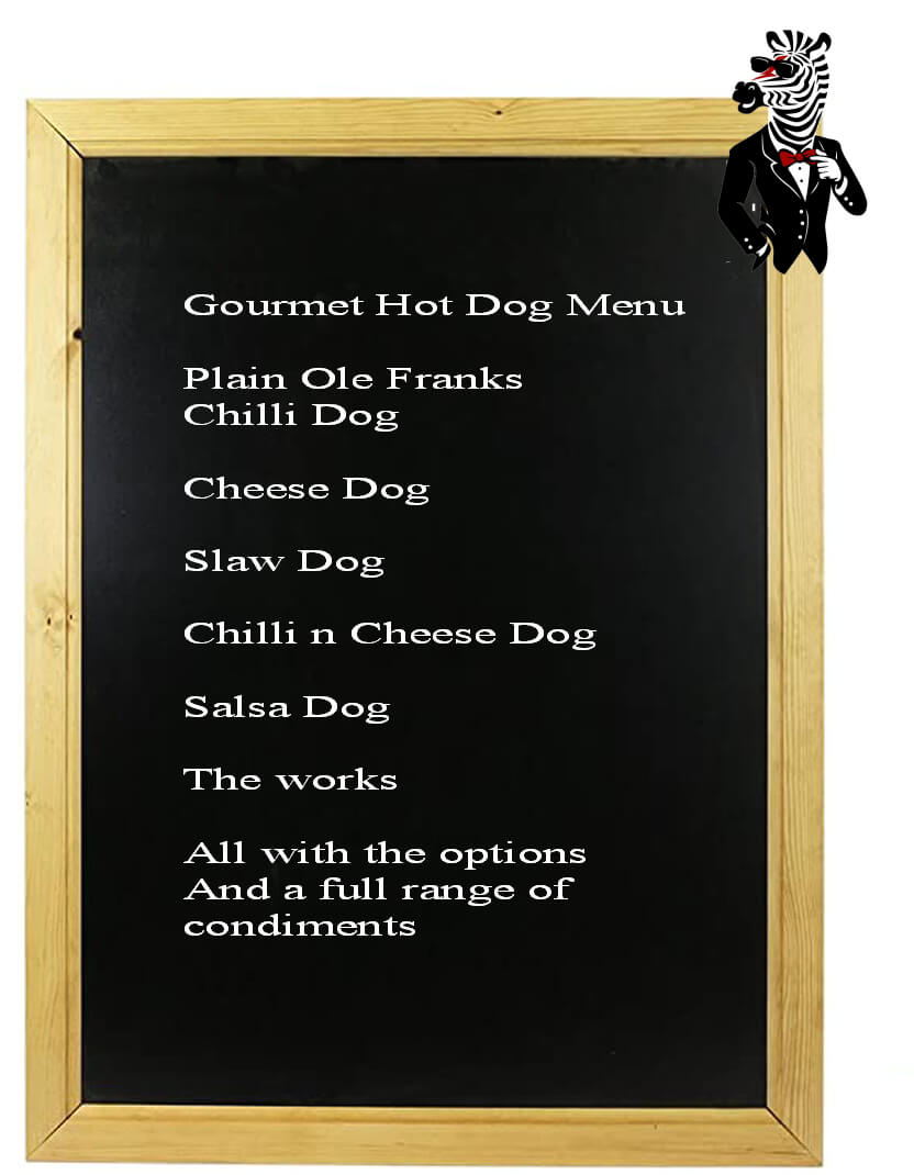 Gourmet Hot Dog Menu Board Gourmet Hot Dog Menu Board