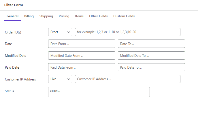 WooCommerce bulk edit orders plugin filter form