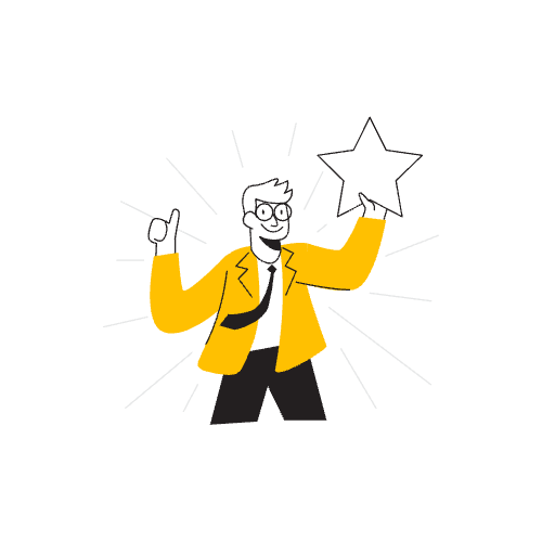 Un personnage avec une veste jaune tenant une étoile dans la main gauche
