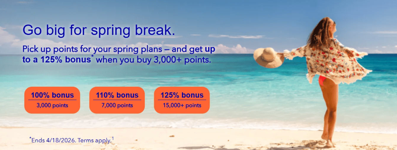 JetBlue Buy Points Up to 125% Bonus Through April 18, 2026 1 JetBlue Buy Points Up to 125% Bonus