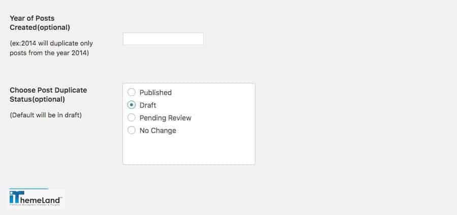 Bulk Duplicate Settings - year and publish status