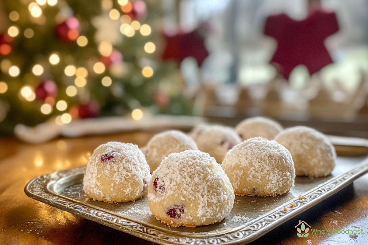 Cranberry Orange Scented Almond Snowball Cookies Recipe