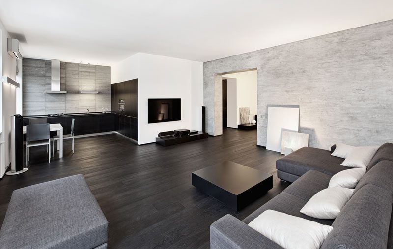 Minimalistische Salonstil in Schwarz und Weiß