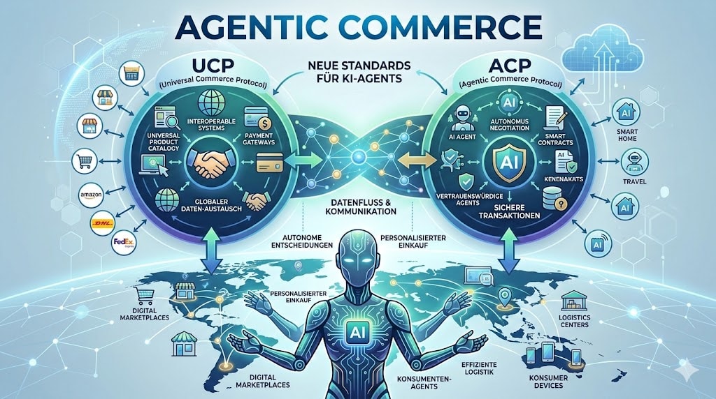 Agentic Commerce Beitragsbild Beitragsbild für den Blogpost zu KI-Gestützten Einkaufsprozessen