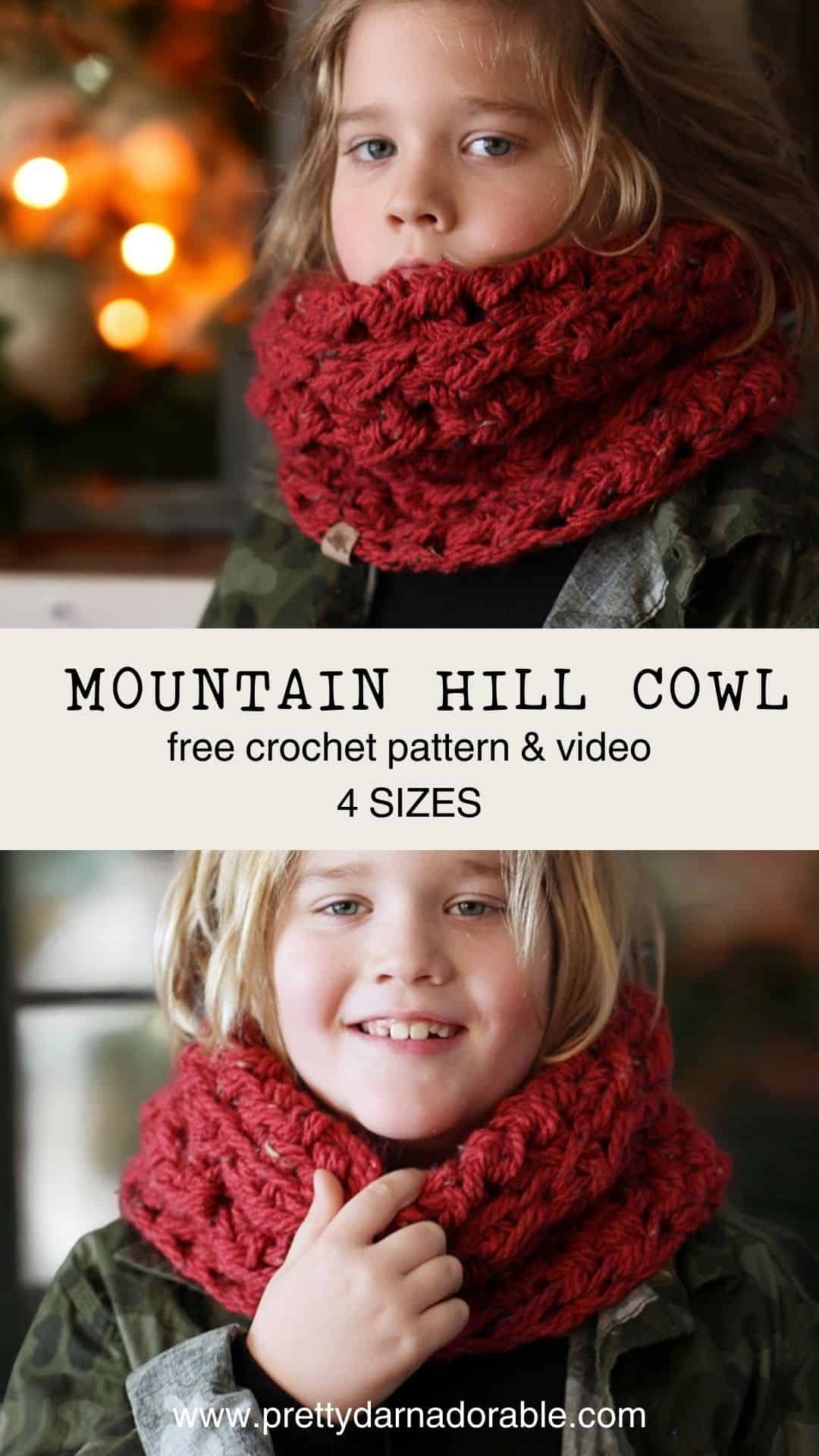 Boy wearing red crochet cowl