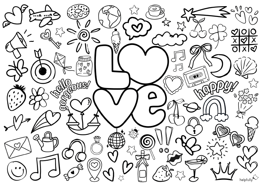 LOVE - printable coloring page for you and others you love