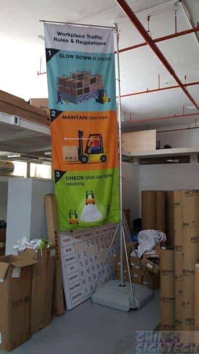 5m water base flag pole for safety branding
