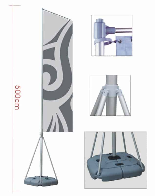 5 meter Giant Flag Pole with Water Base