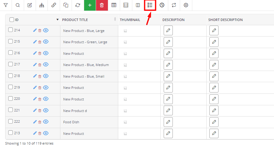 select custom field option in WooCommerce toolbar