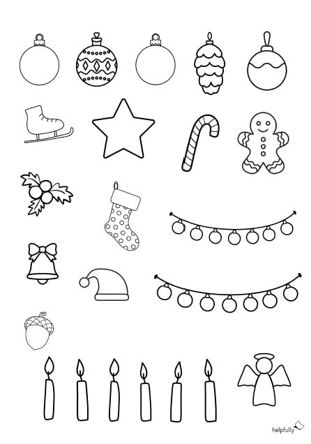 Baumschmuck zum Ausschneiden für den gebastelten Weihnachtsbaum