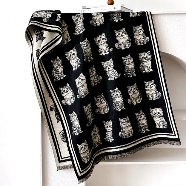 Luxury Cashmere Cat Print Scarf