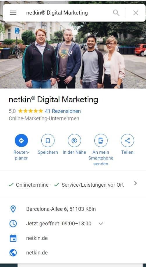 7 Gründe, wieso du deinen Google My Business Eintrag nicht siehst 1 netkin gmb eintrag 1