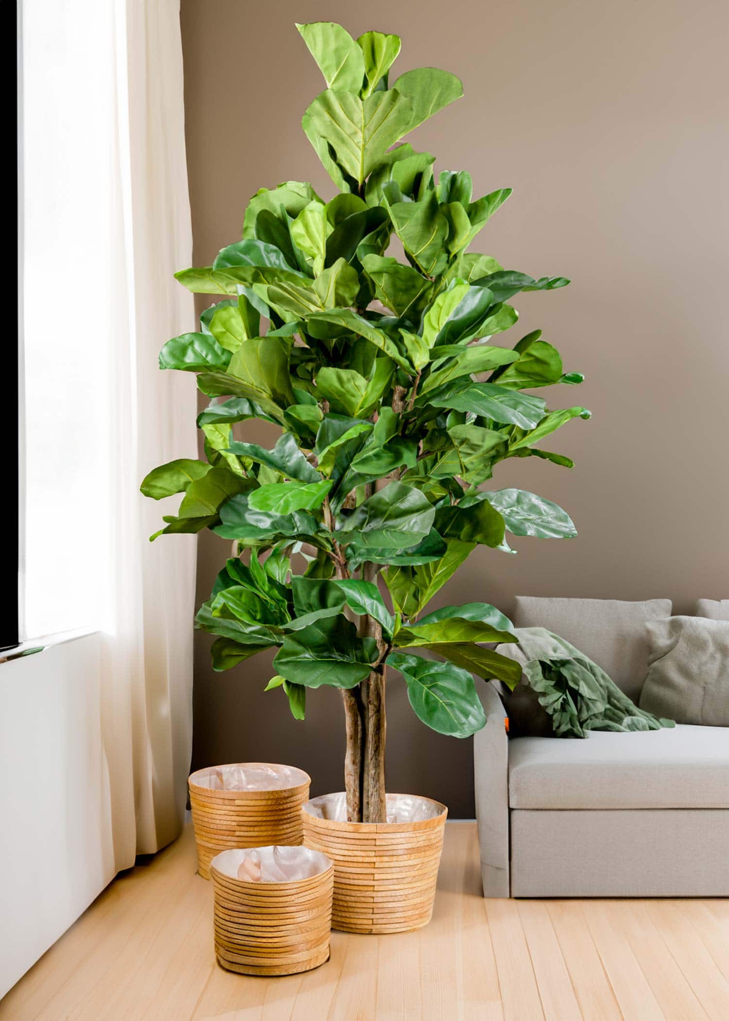 Albero Di Fico A Foglia Di Violino Artificiale - Ficus Lyrata 1,2m - Pianta Finta Per Interni - 2