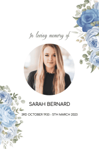 Blue rose memorial card template 034 Blue rose memorial card template 034 – Funeral Order of Service Template