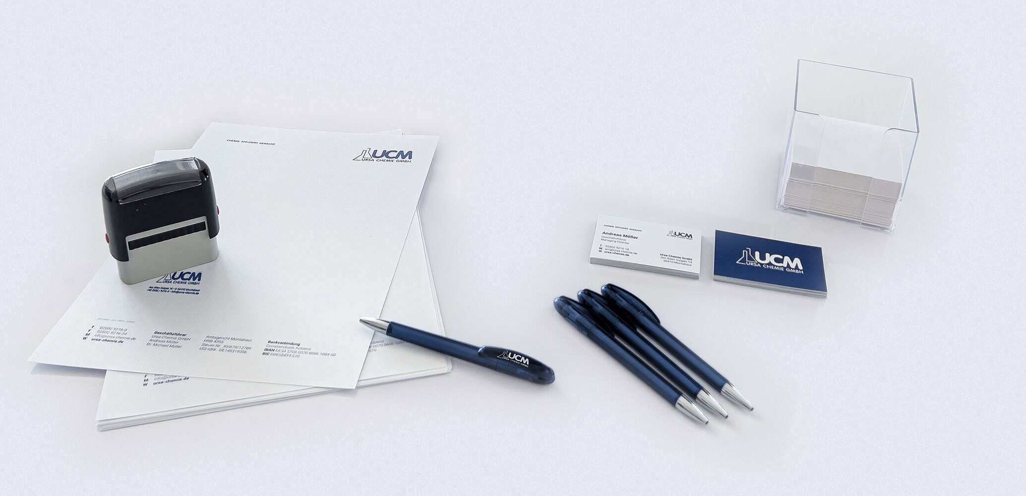 Ursa-Chemie Corporate Design - Büro Material Visitenkarte, Kugelschreiber, Briefpapier