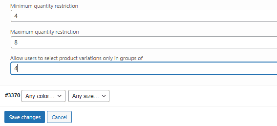 Example of variation quantity rule using min max plugin