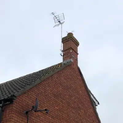 Chimney TV aerial install TV Aerial installed on a chimney in Gloucestershire by digital TV Systems