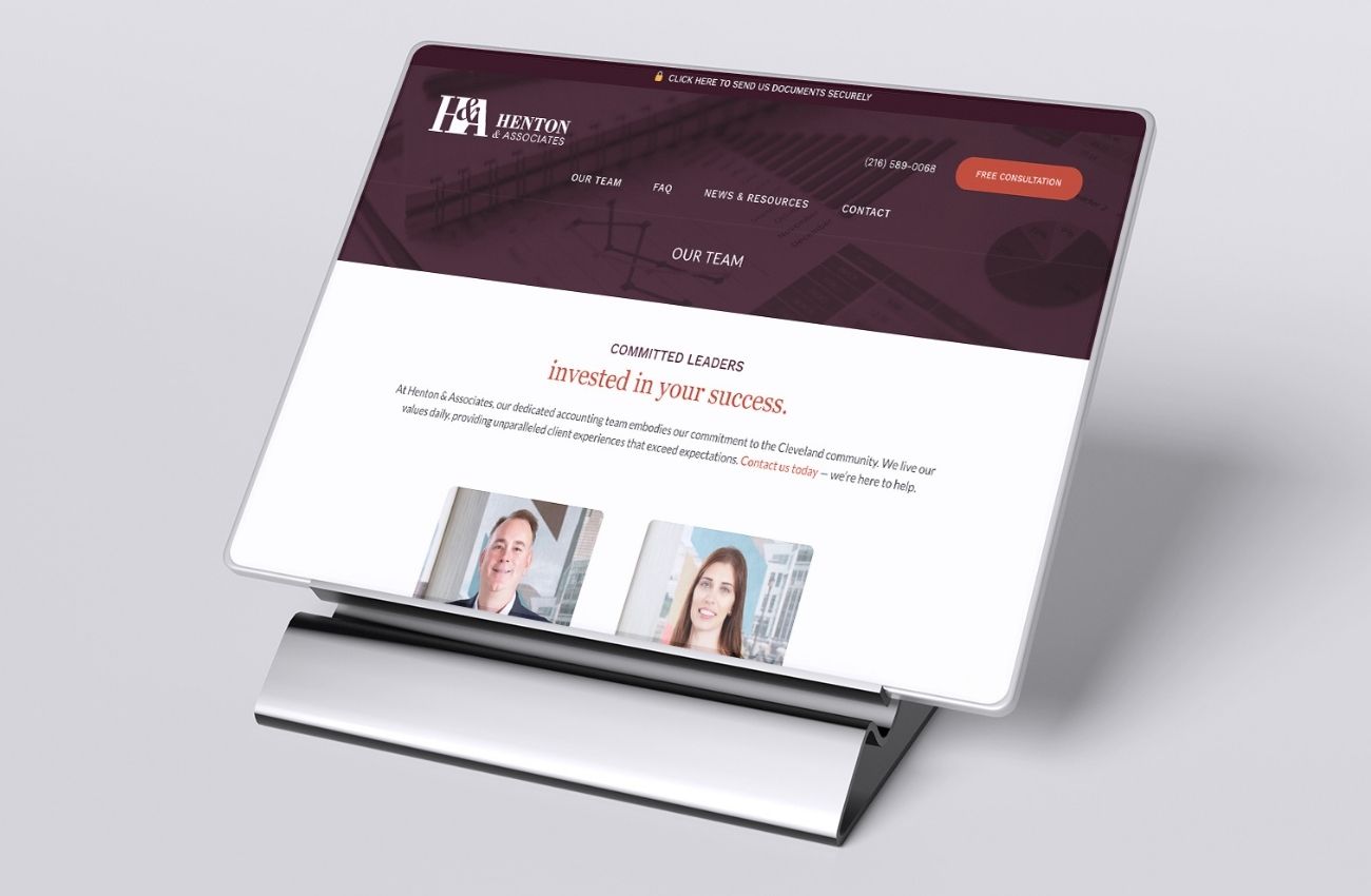 Website showcasing an accounting team and services