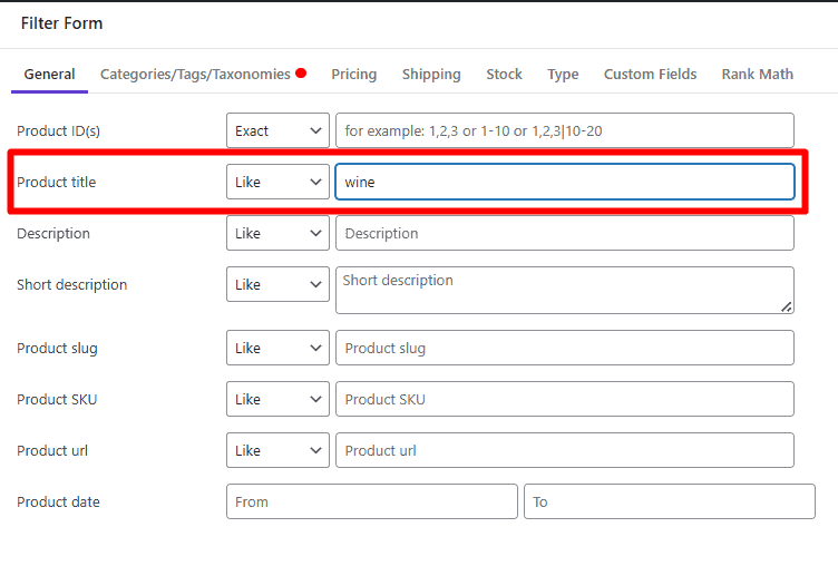 Filter products by title