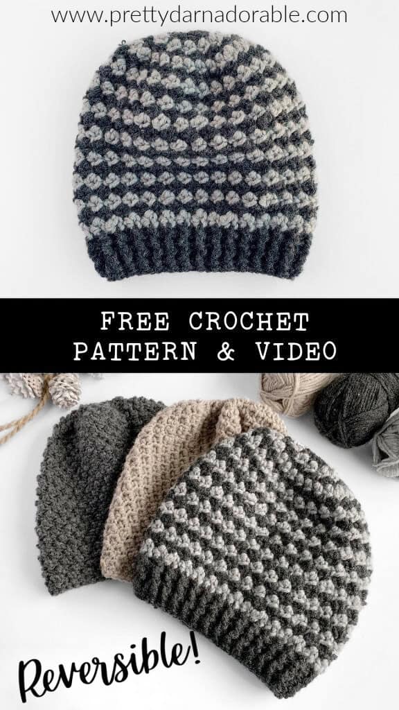 plain textured and striped crochet slouch hats
