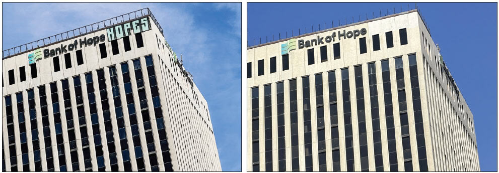 Graffiti removal on the top floor wall of a Koreatown office building highlights rising Koreatown graffiti complaints in LA.