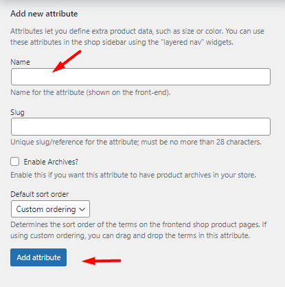 select attribute name field