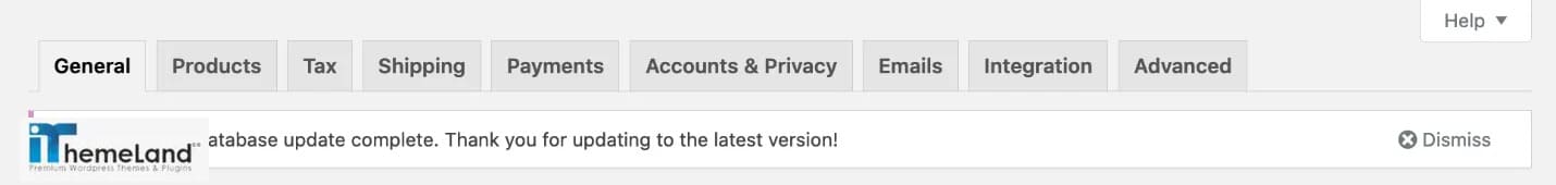 WooCommerce Database Update complete admin banner