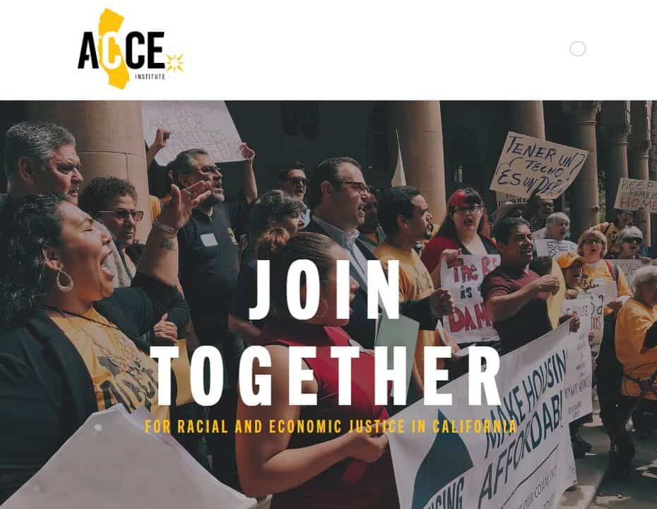 ACCE members gather at a public rally, Screenshot from ACCE Institute website