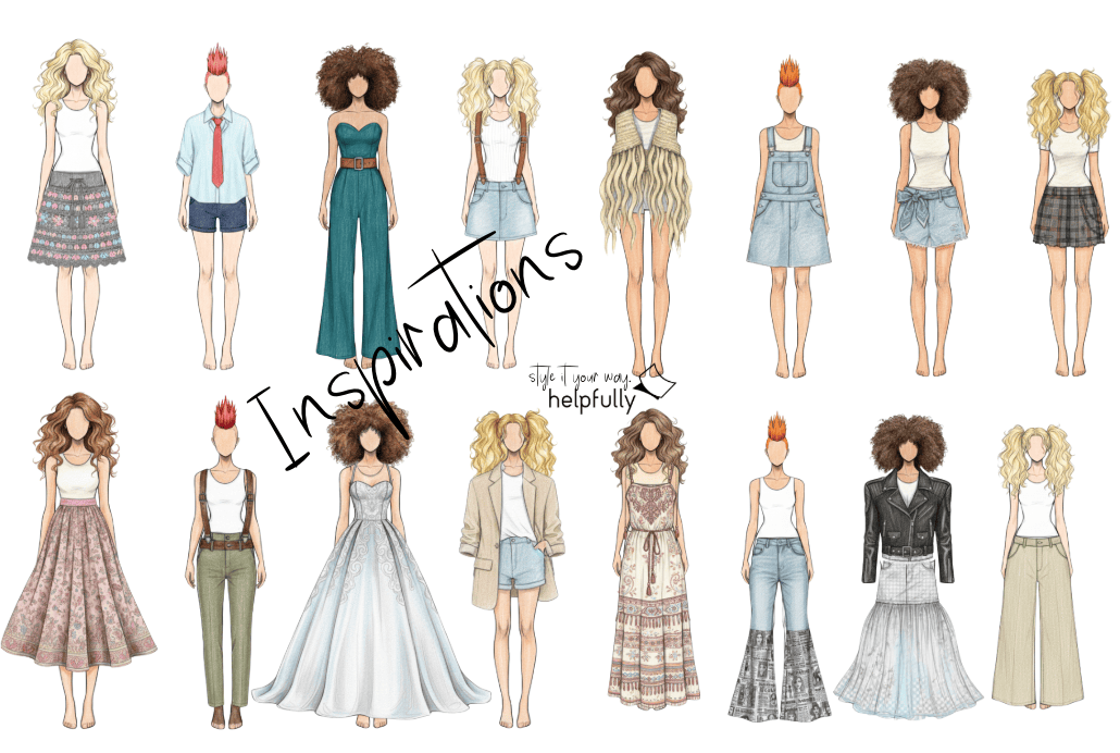 Modezeichnungen mit angekleideten Models zum Ausdrucken und Zeichnen