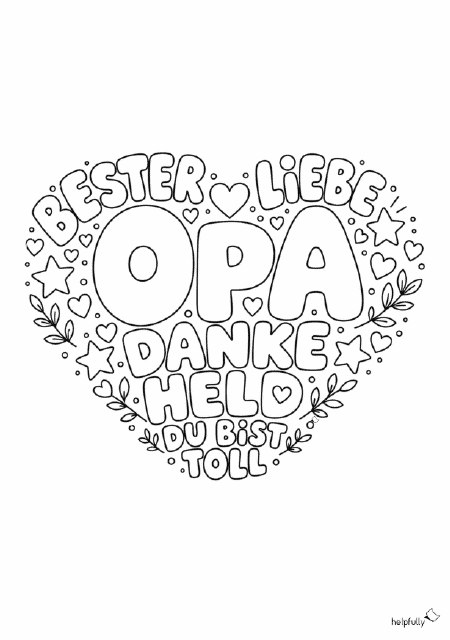 Herz für Opa basteln und ausmalen - mit der DIY-Vorlage zum Ausdrucken