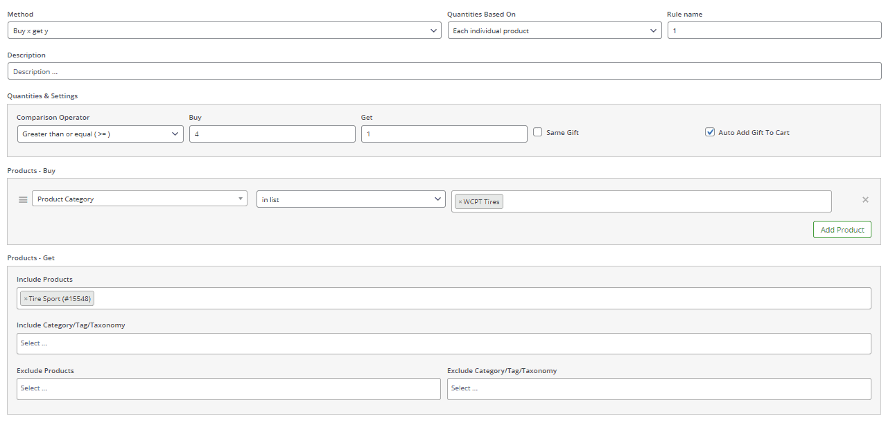 give 1 tier as gift if customer buys 4 tier